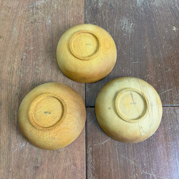 Vintage Japan Wooden Bowl Sets of 3 Dinnerware Decor Minimal Boho‎ MCM - Picture 7 of 7